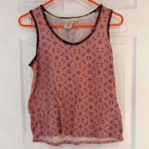 Lucky Brand Womens Pink Geometric Print Tank Top Sleeveless Scoop Neck Size M